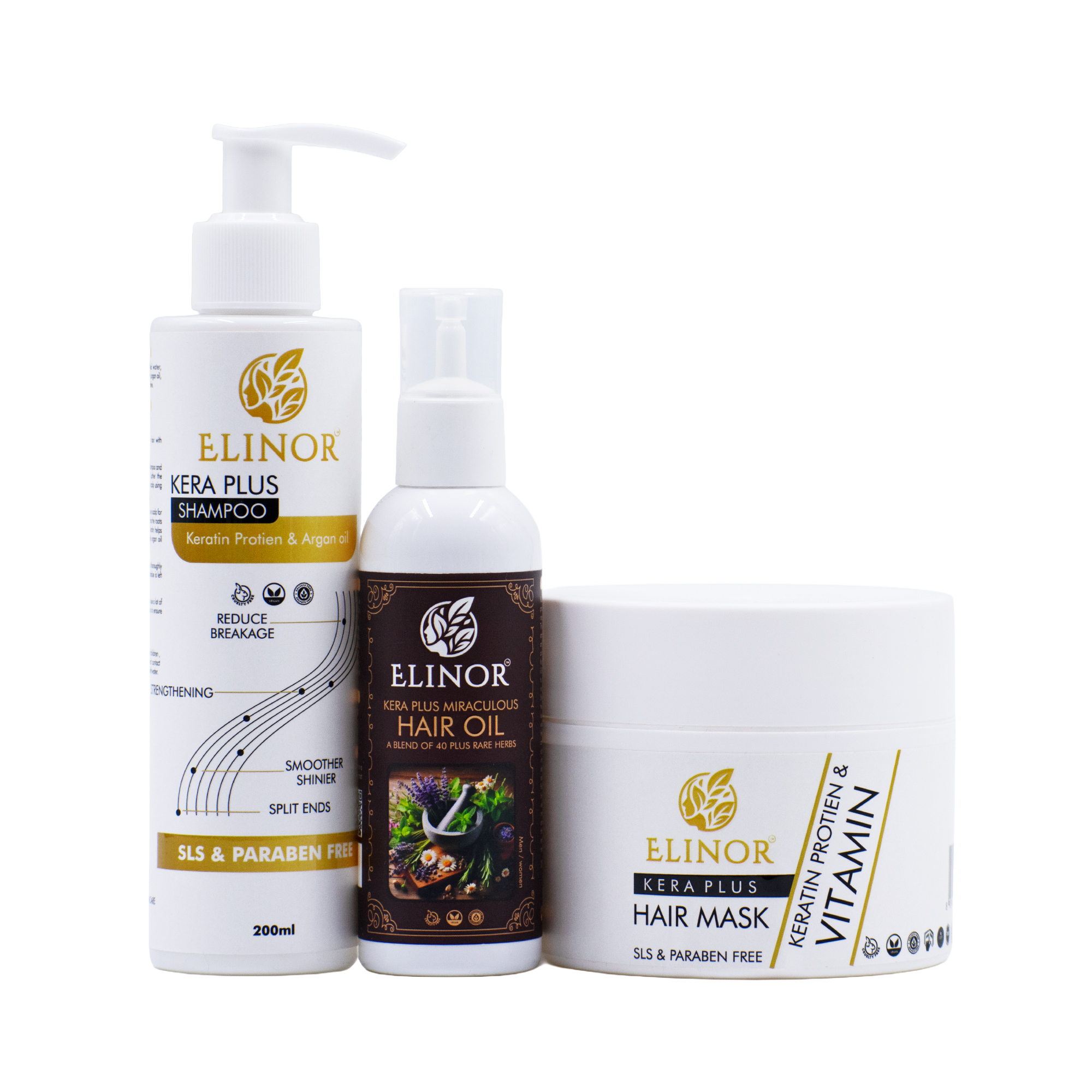 Kera Plus Shampoo, Oil And Hair Mask Set of 3